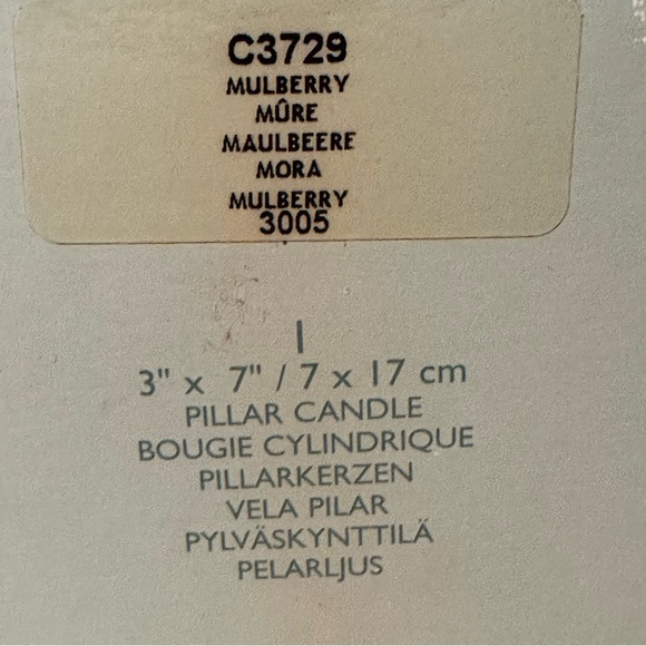 Partylite MULBERRY Pillar 3”X 7” New In Box C3729